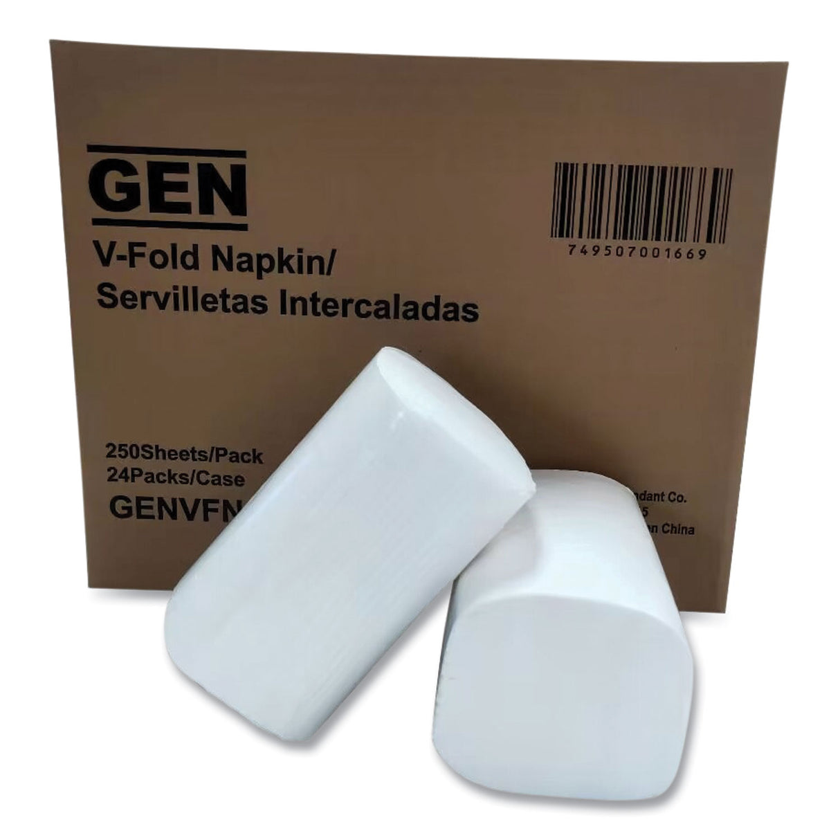 GEN® V-Fold Dispenser Napkins, 2-Ply, 250 Napkins, 24 Packs (GENVFN60002V)