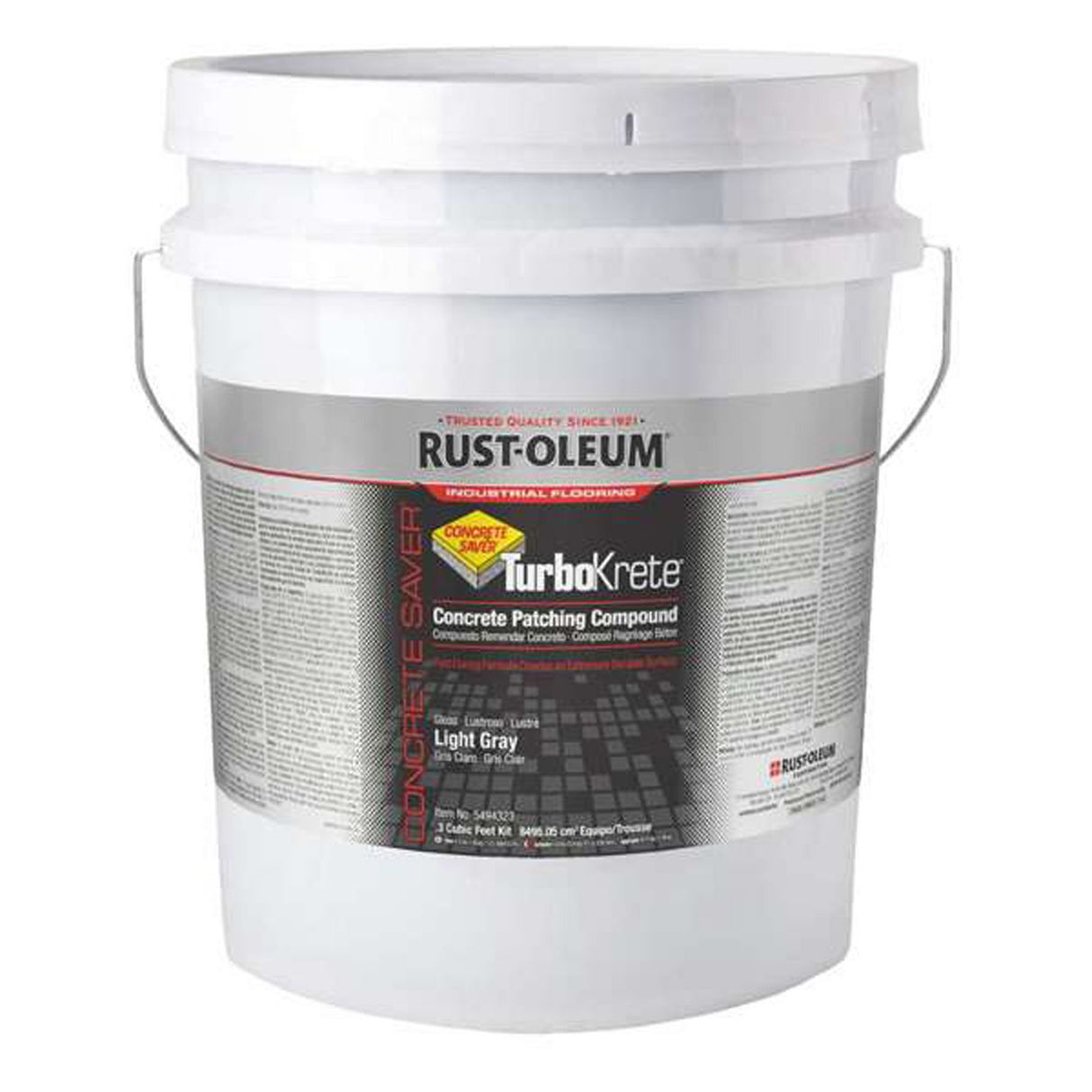 Rust-Oleum Concrete Saver TurboKrete Concrete Patching Compound Kit, Large, 3.49 gal Kit-Storage Bucket, Light Gray (5494323)