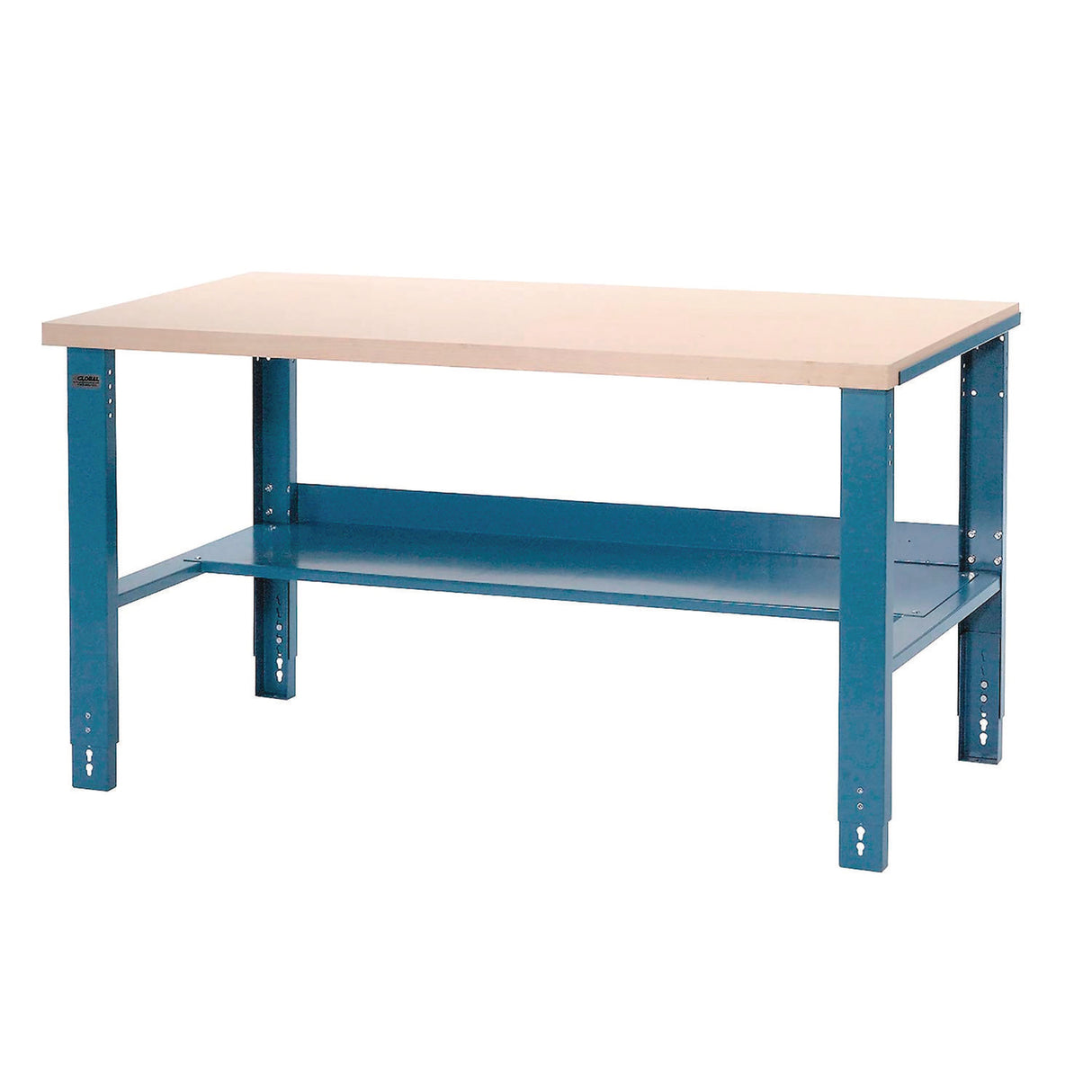 Global Industrial Complete Industrial Workbench, 800 lbs, 60 x 30 x 57.5 to 62.5, Blue (606929)