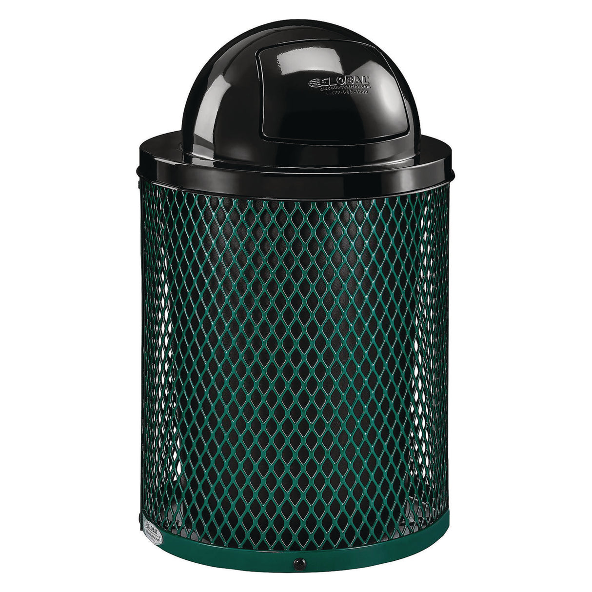 Global Industrial Outdoor Diamond Steel Trash Can, 36 gal, Dome Lid, Green (261948GN)