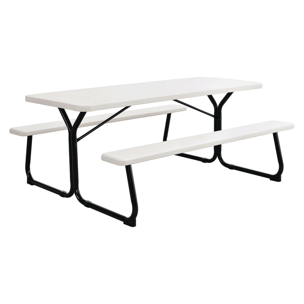 Global Industrial Blow-Molded Plastic Picnic Table, Rectangular, 72 x 60 x 30, White Top, White Base/Legs (695484)