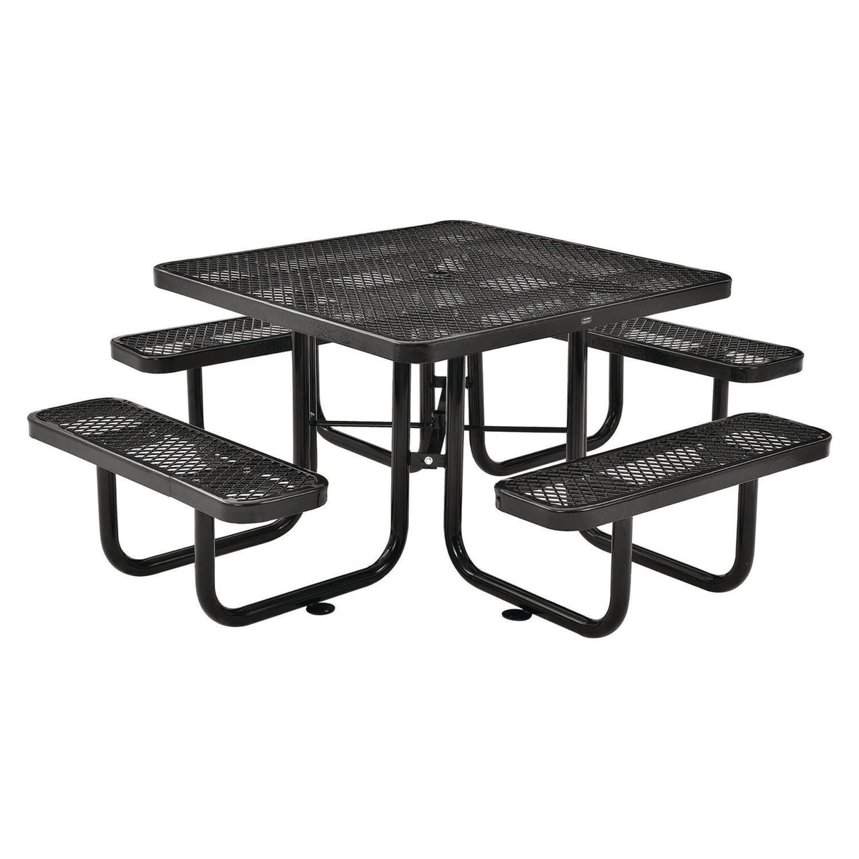 Global Industrial Expanded Steel Picnic Table, Square, 81 x 81 x 29.5, Black Top, Black Base/Legs (277151BK)