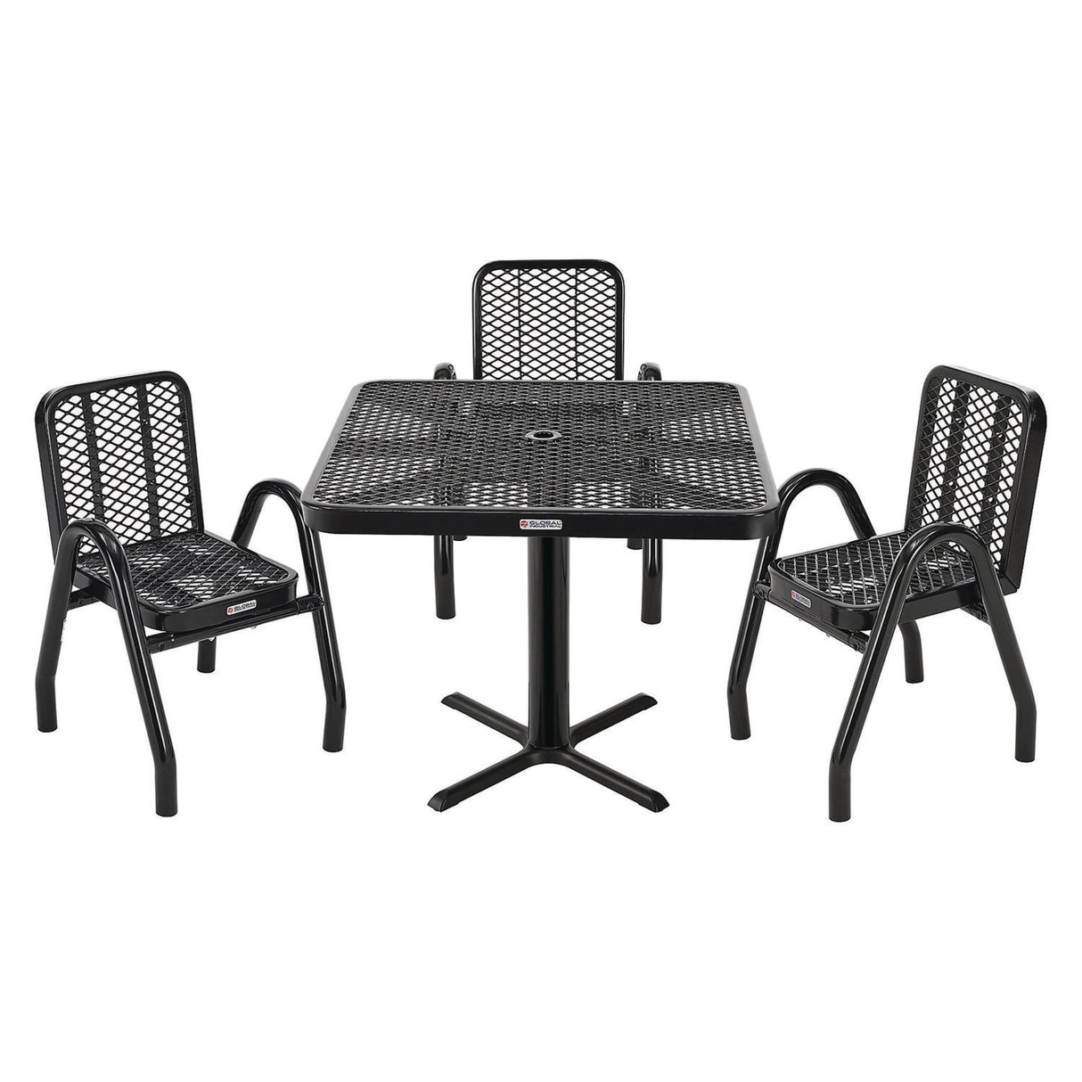 Global Industrial Outdoor Dining Set, Square, 36 x 36 x 29, Black Top, Black Base/Legs (348119BK)