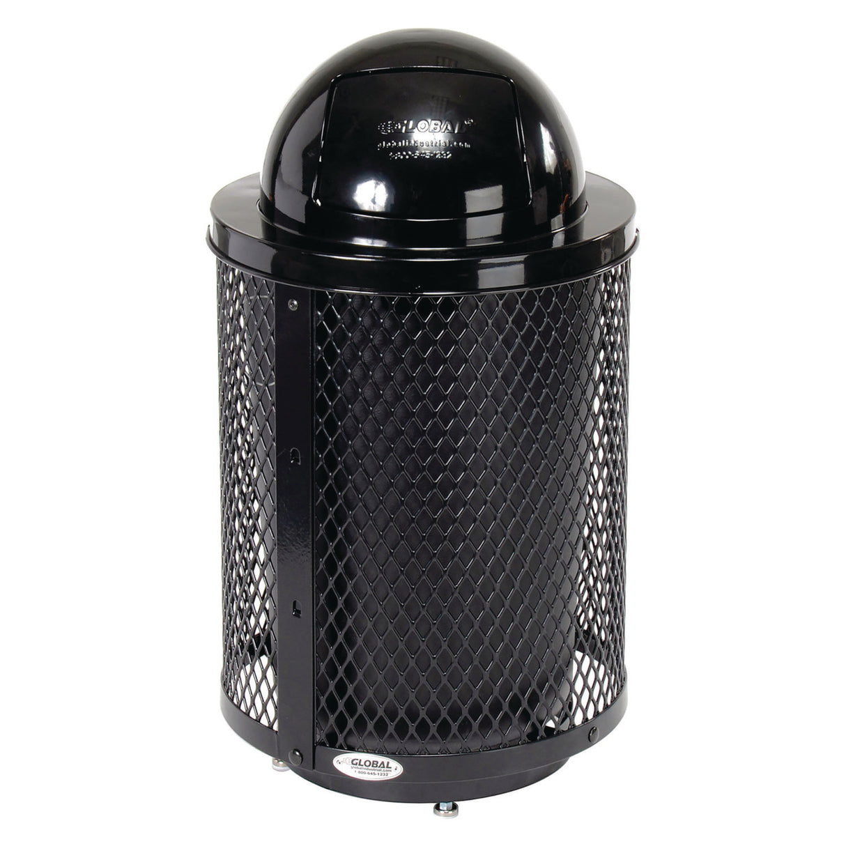Global Industrial Outdoor Diamond Steel Trash Can with Base, 36 gal, Black (261948BKD)