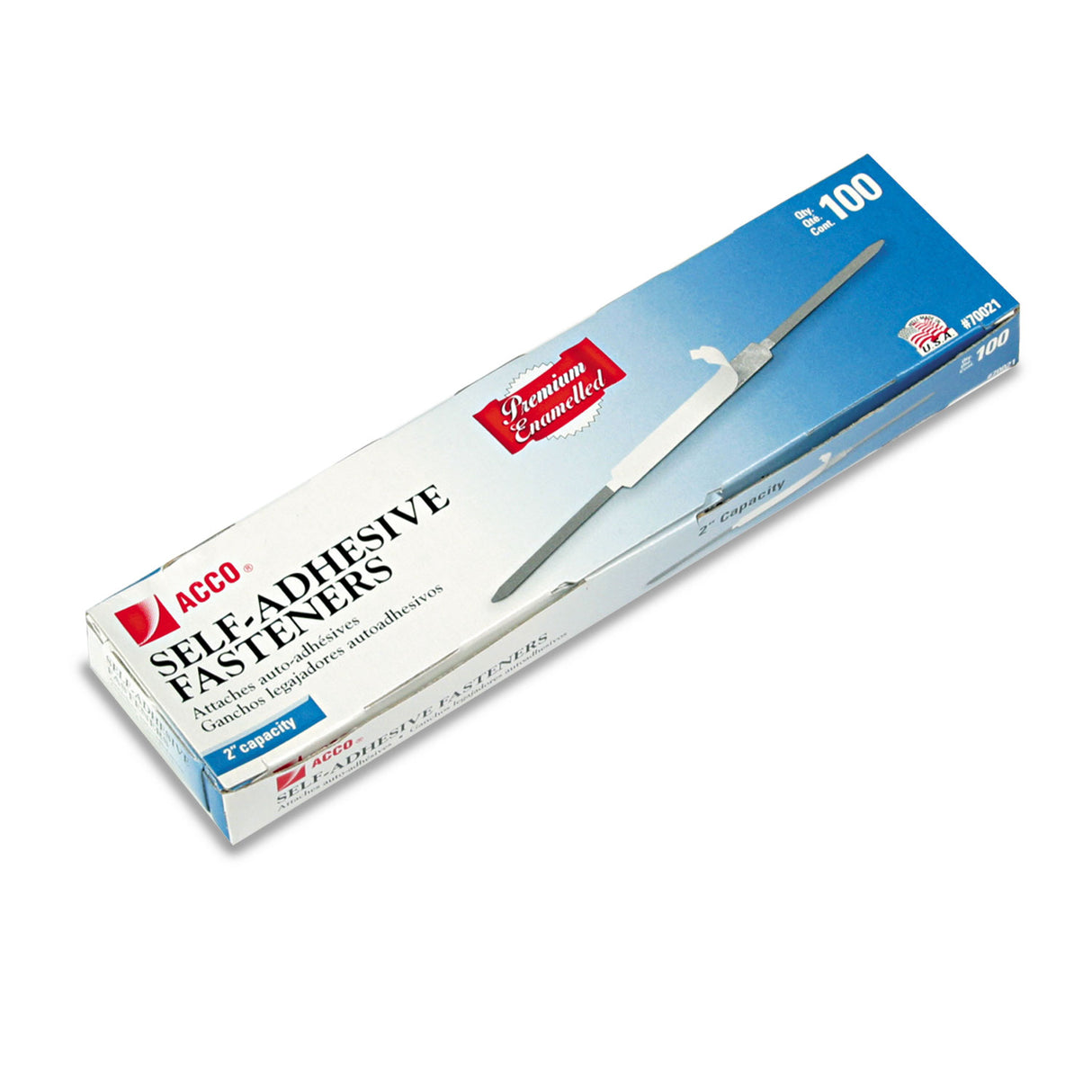 Acco Premium Self-Adhesive Two-Prong Paper Fastener Bases, 2" Capacity, 2.75" Center to Center, Brown, 100/Box (70021)