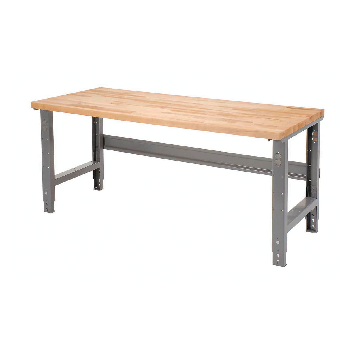 Global Industrial Standard Duty Butcher Block Top Adjustable Height Workbench, 2,000 lbs, 60 x 30 x 30.88 to 36.88, Birch/Gray (318912GY)