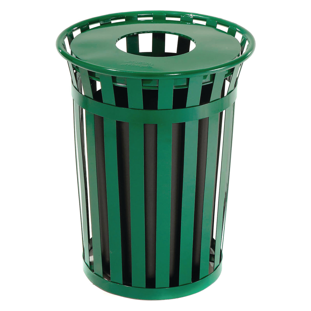 Global Industrial Outdoor Slatted Steel Trash Can, 36 gal, Green (237726GN)