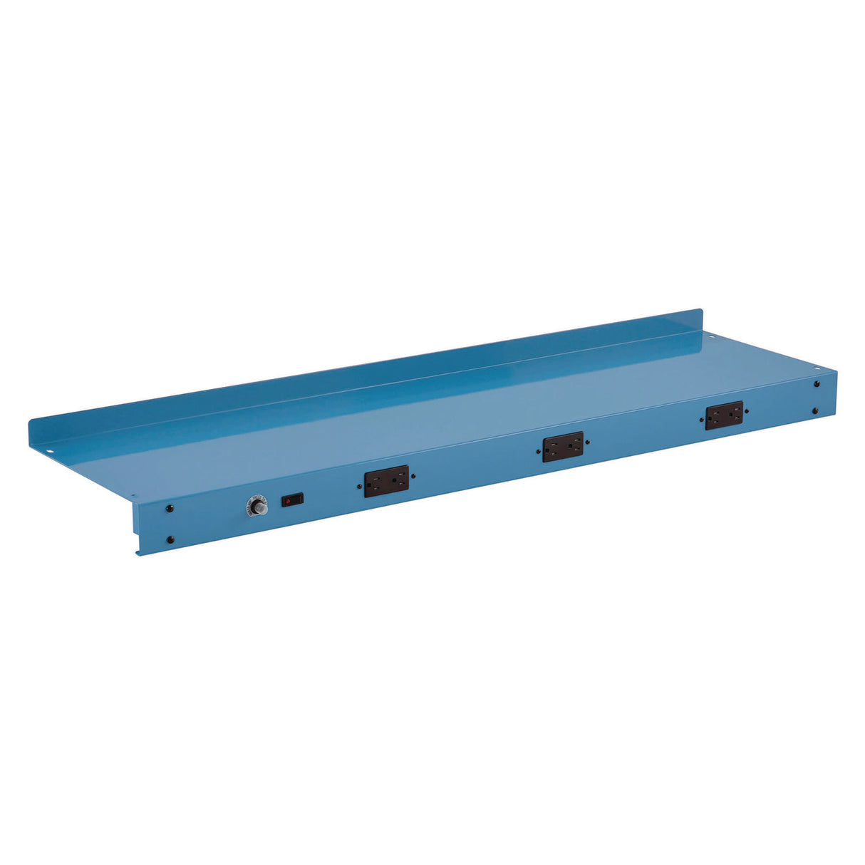 Global Industrial Upper Workbench Shelf, 3 Duplex Outlets, For Use With 48" Wide Workbenches, 100 lb Weight Capacity (249294CBL)
