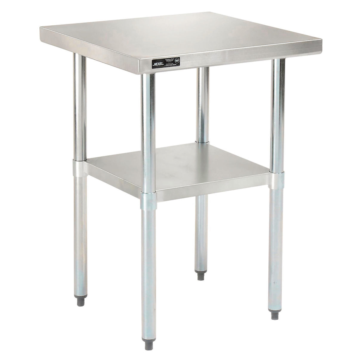 Global Industrial Work Table with Undershelf, Square, 30 x 30 x 35, Silver Top, Silver Base/Legs (493596)