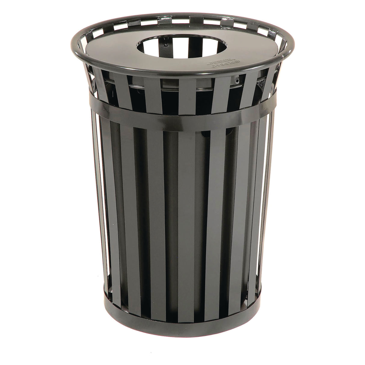 Global Industrial Outdoor Slatted Steel Trash Can, 36 gal, Black (237726BK)