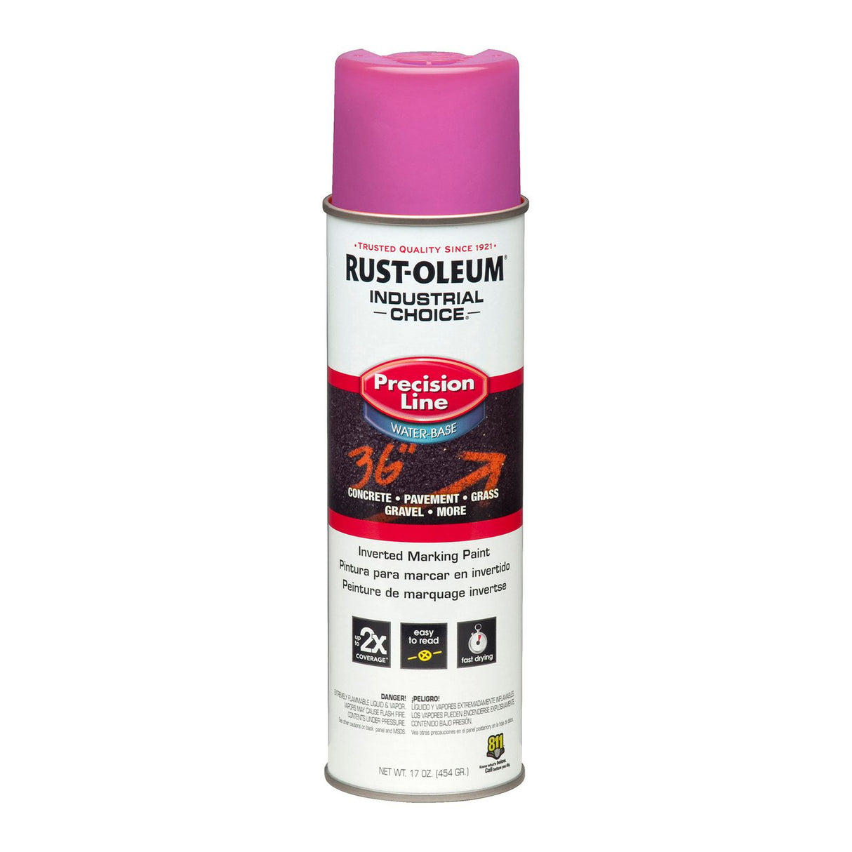 Rust-Oleum Industrial Choice M1800 System Water-Based Precision Line Marking Paint, Flat Safety Purple, 17 oz Aerosol Can, 12/Carton (1868838)