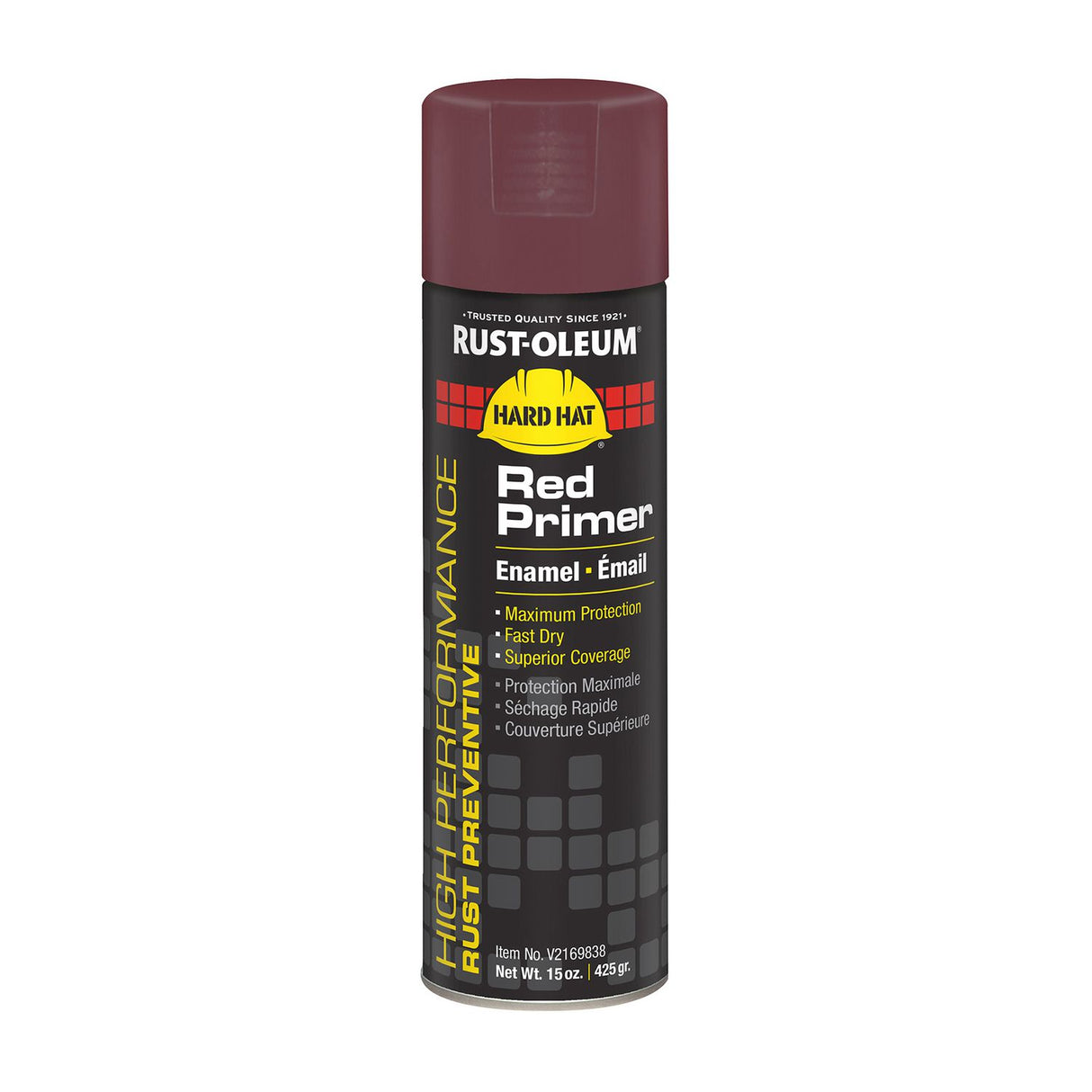 Rust-Oleum Hard Hat High Performance V2100 System Rust Preventive Enamel Spray Primer, Flat Red, 15 oz Aerosol Can, 6/Carton (V2169838)