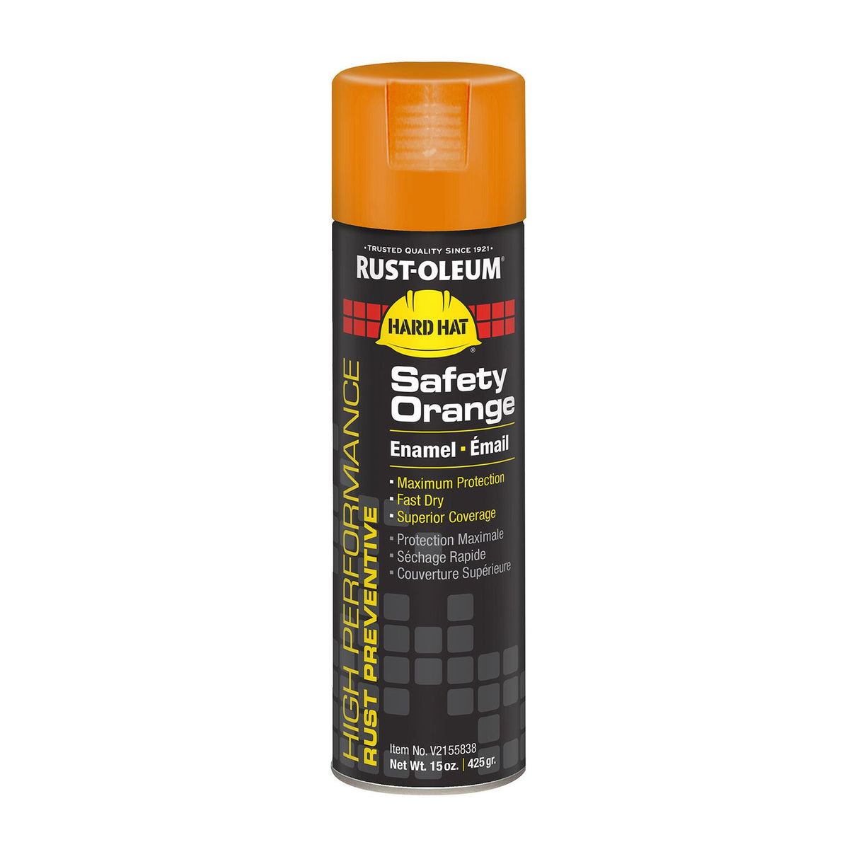 Rust-Oleum Hard Hat High Performance V2100 System Rust Preventive Enamel Spray Paint, Gloss Safety Orange, 15 oz Aerosol Can, 6/Carton (V2155838)