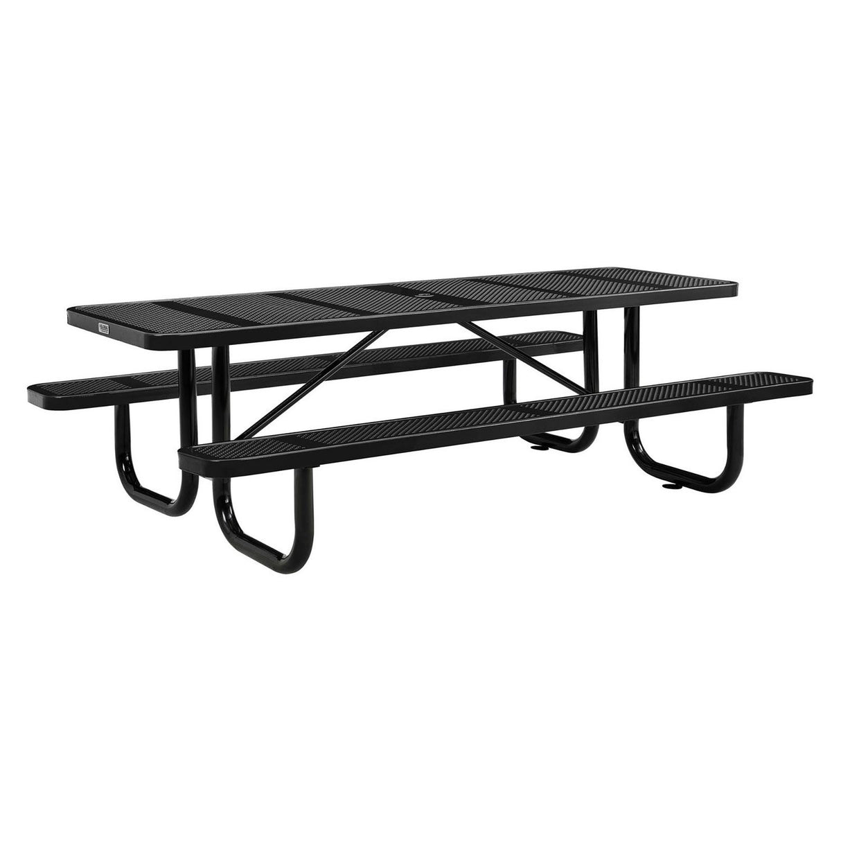 Global Industrial Perforated Steel Picnic Table, Rectangular, 72 x 62 x 29.5, Black Top, Black Base/Legs (694555BK)