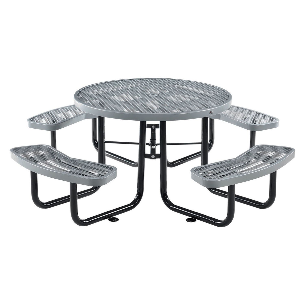 Global Industrial Expanded Steel Picnic Table, Round, 46" Dia x 29.5"h, Gray Top, Gray Base/Legs (277150GY)