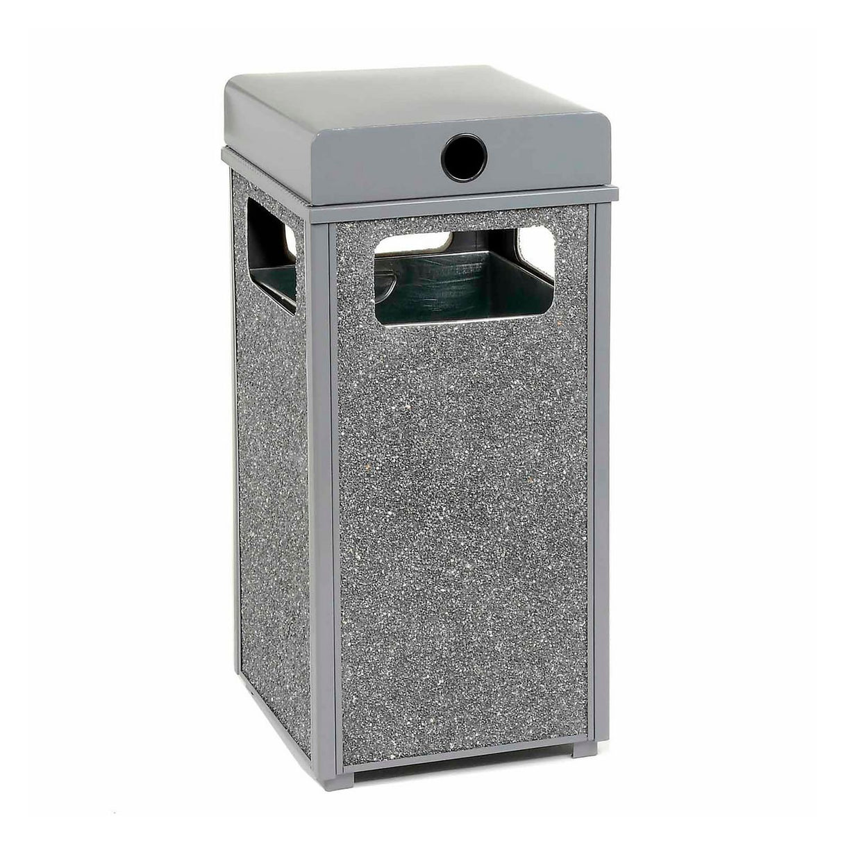Global Industrial Stone Panel All Weather Trash Receptacle Urn, 24 gal, Steel, Gray (238241GY)