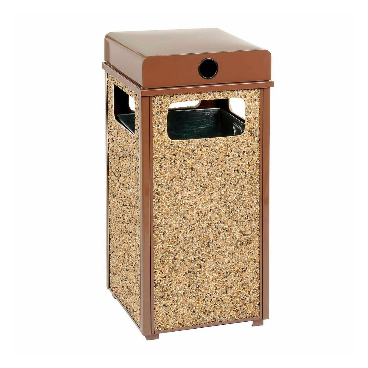 Global Industrial Stone Panel All Weather Trash Receptacle Urn, 24 gal, Steel, Brown (238241BN)