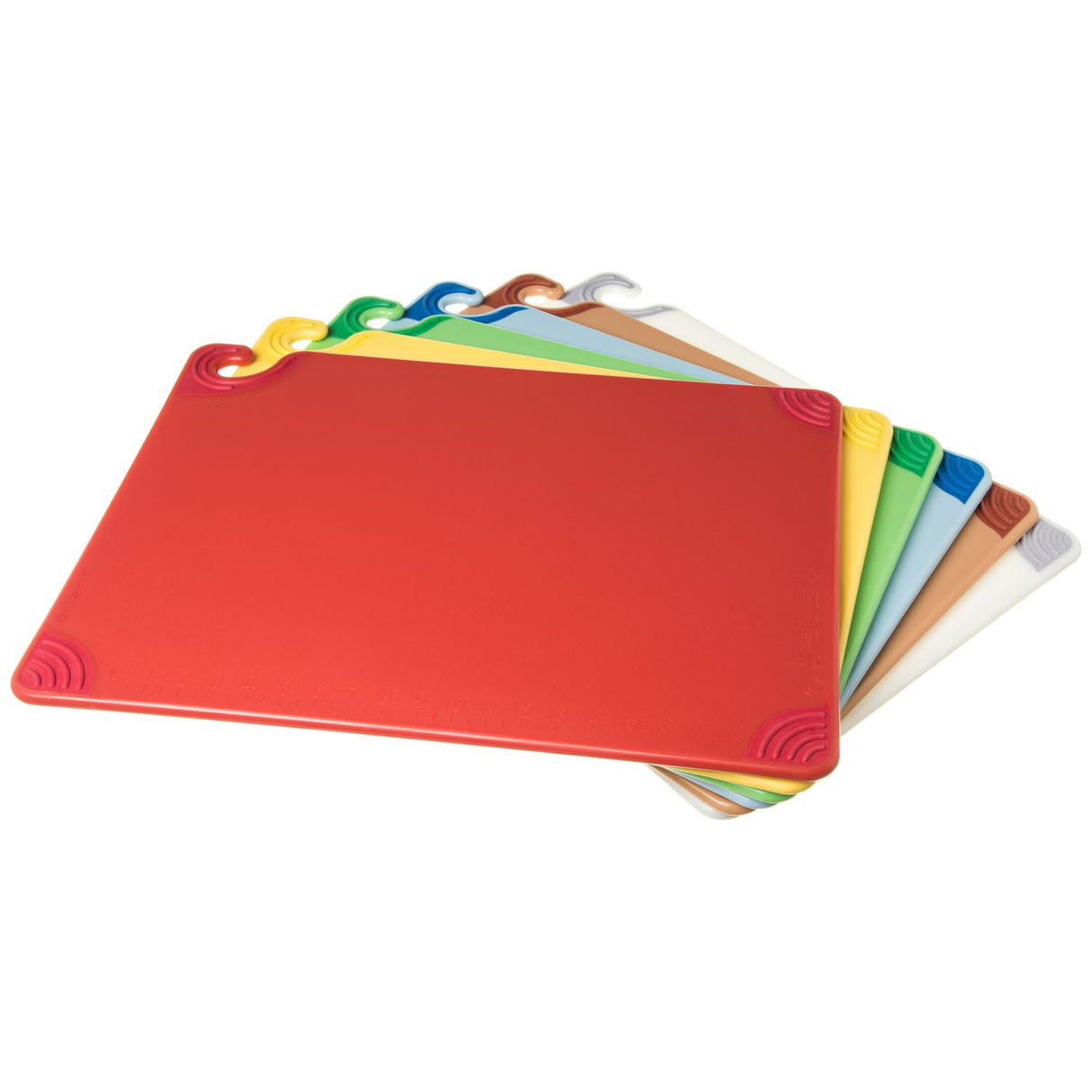 San Jamar Saf-T-Grip Cutting Board, Assorted Colors, 24 x 18 x 0.5, 6/Pack (CBG1824KC)
