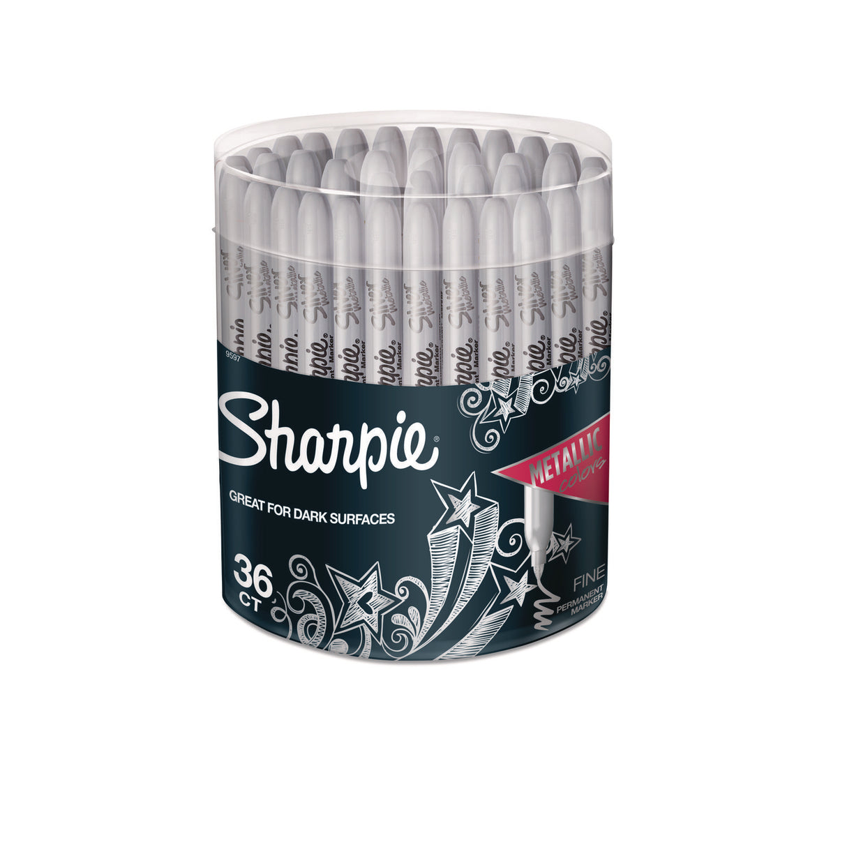 Sharpie Metallic Fine Point Permanent Markers, Metallic Silver, 36/Pack (9597)