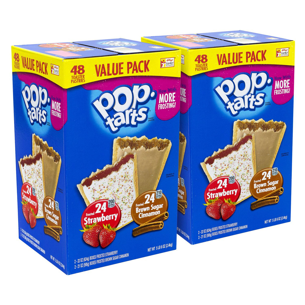 Kellogg's Pop Tarts, Brown Sugar Cinnamon/Strawberry, 2/Pouch, 24 Pouches Box, 2 Boxes/Carton (60004083)