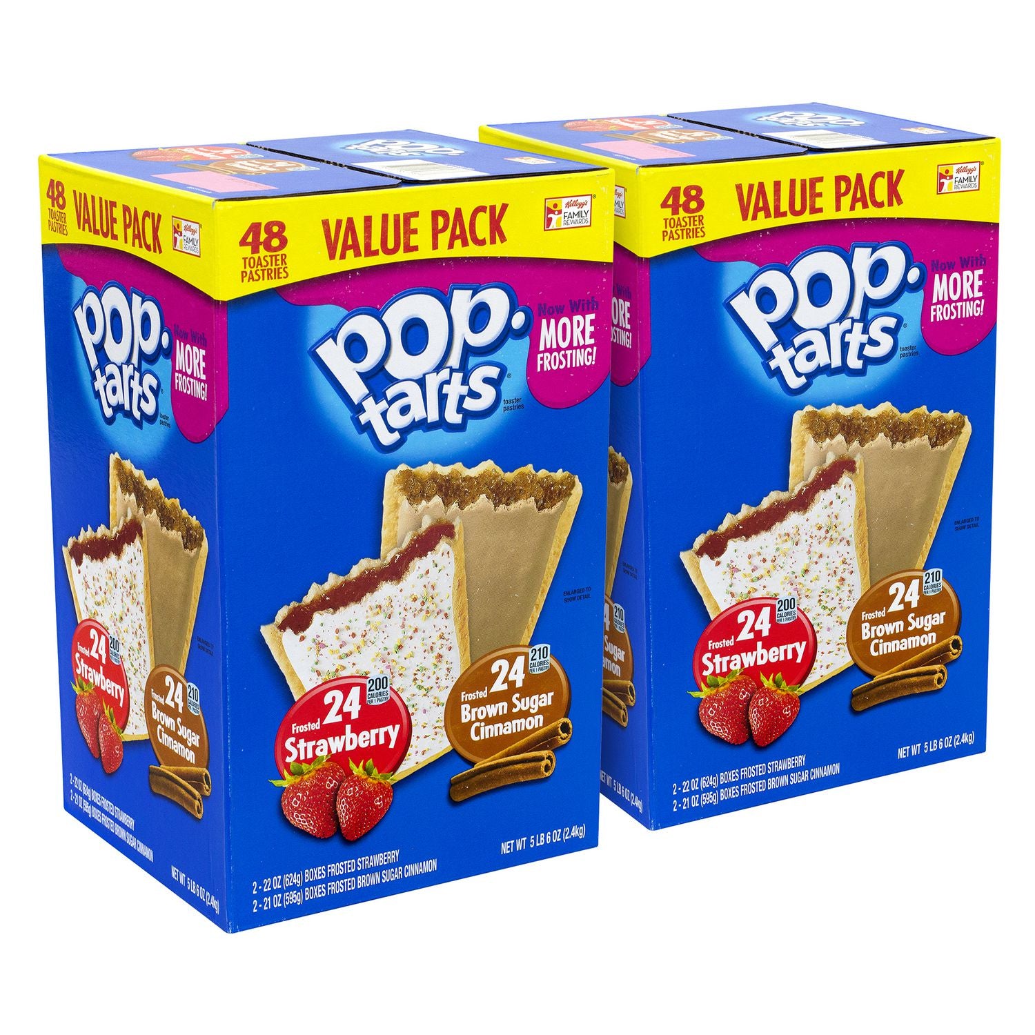 Kellogg's Pop Tarts, Brown Sugar Cinnamon/Strawberry, 2/Pouch, 24 Pouches Box, 2 Boxes/Carton (60004083)