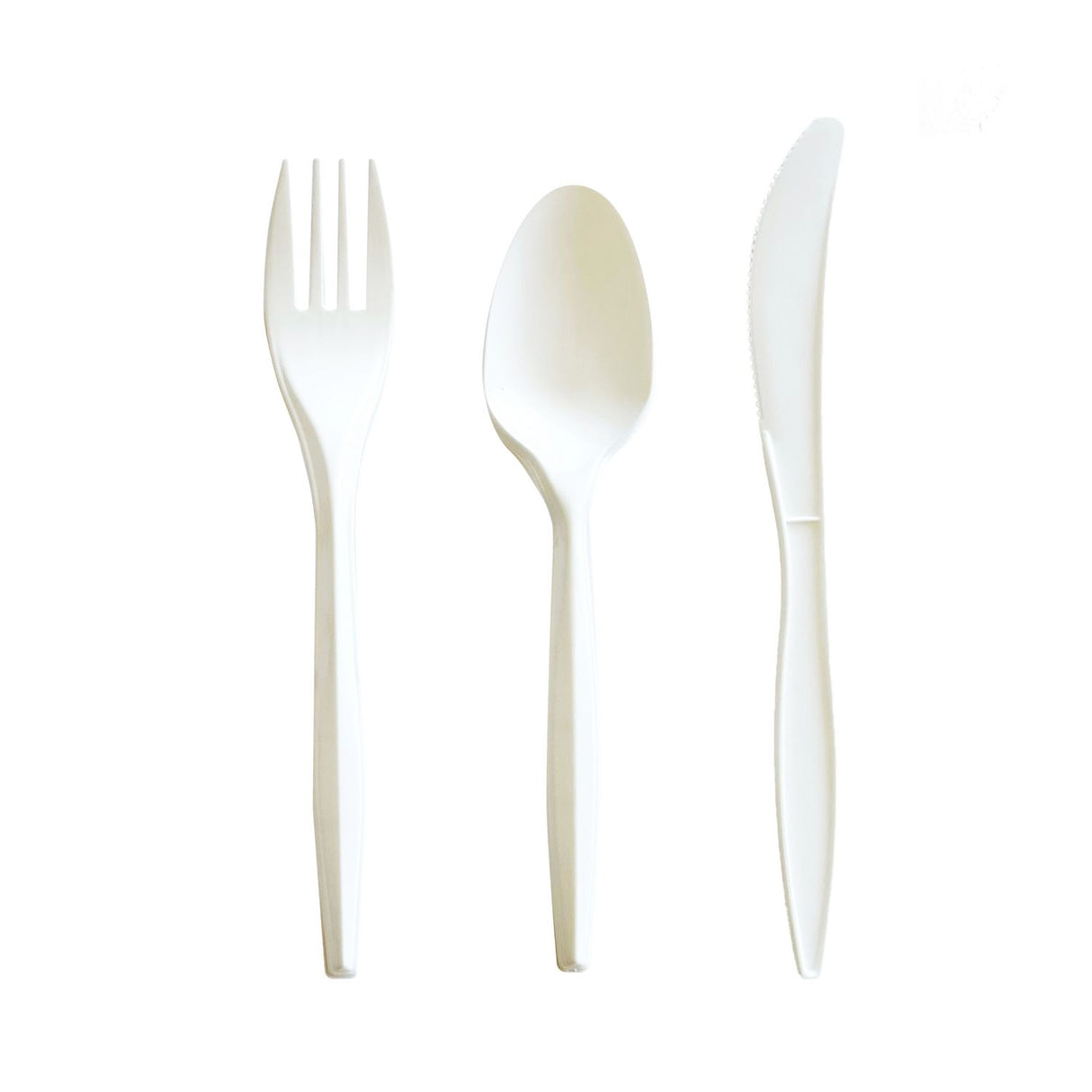 Boardwalk Three-Piece Cutlery Kit, Mediumweight, Fork/Knife/Spoon, 6.97", Plastic, White, 250/Carton (3COMBOKITPP)
