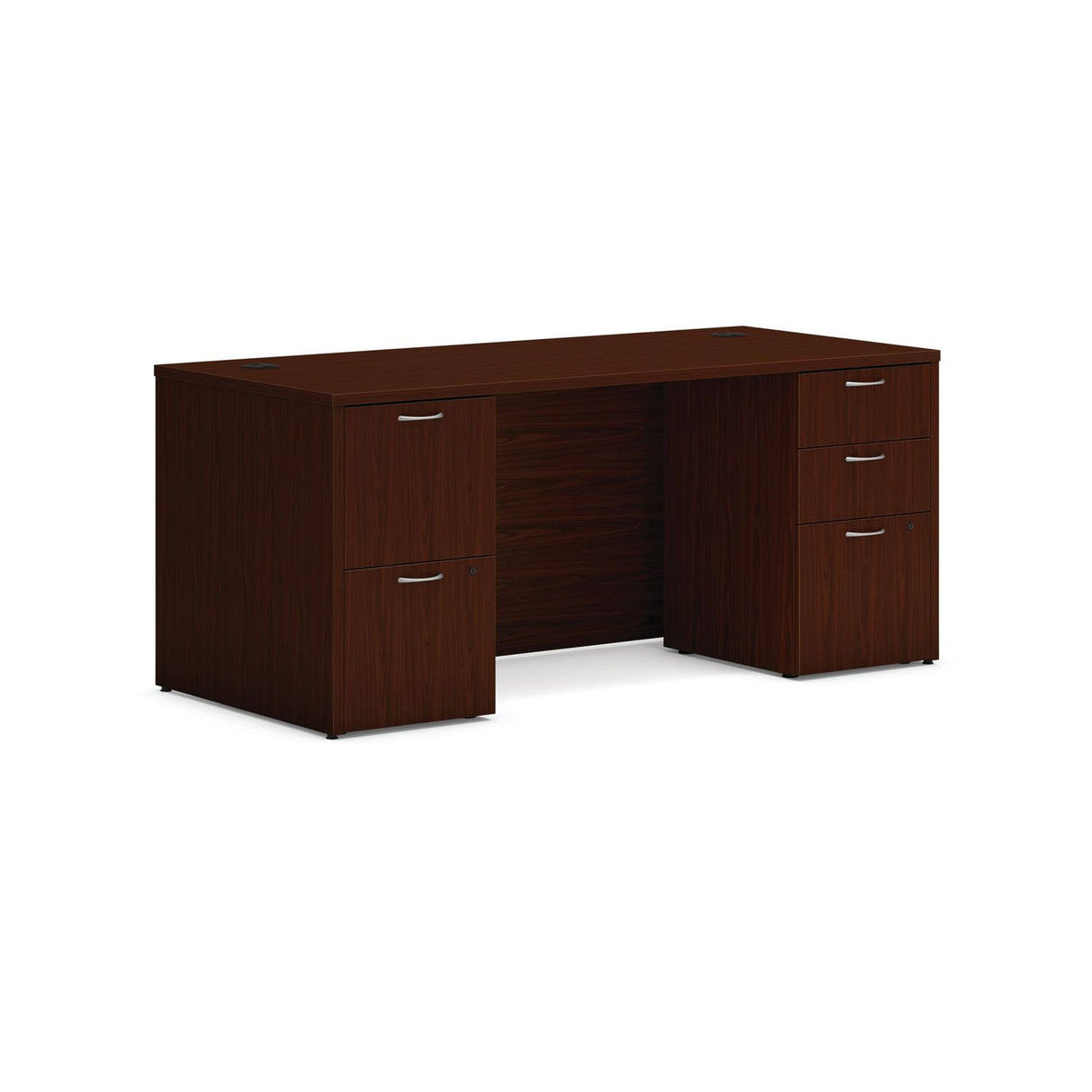HON Mod Double Pedestal Desk Bundle, 66" x 30" x 29", Traditional Mahogany (LDS66PSTM1)