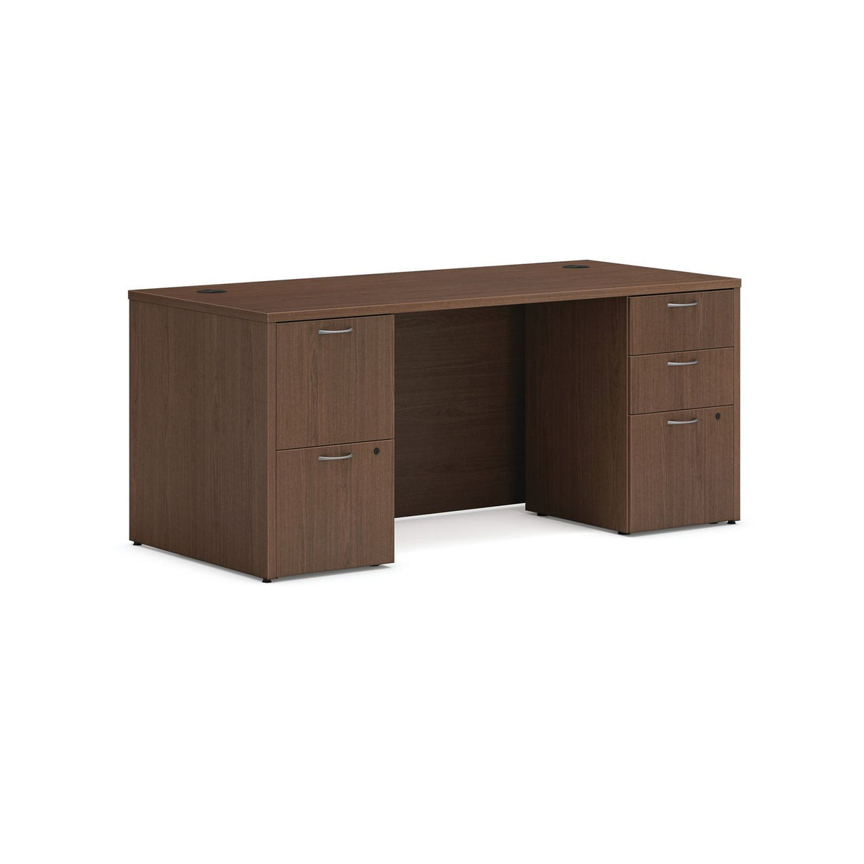 HON Mod Double Pedestal Desk Bundle, 66" x 30" x 29", Sepia Walnut (MOD003)
