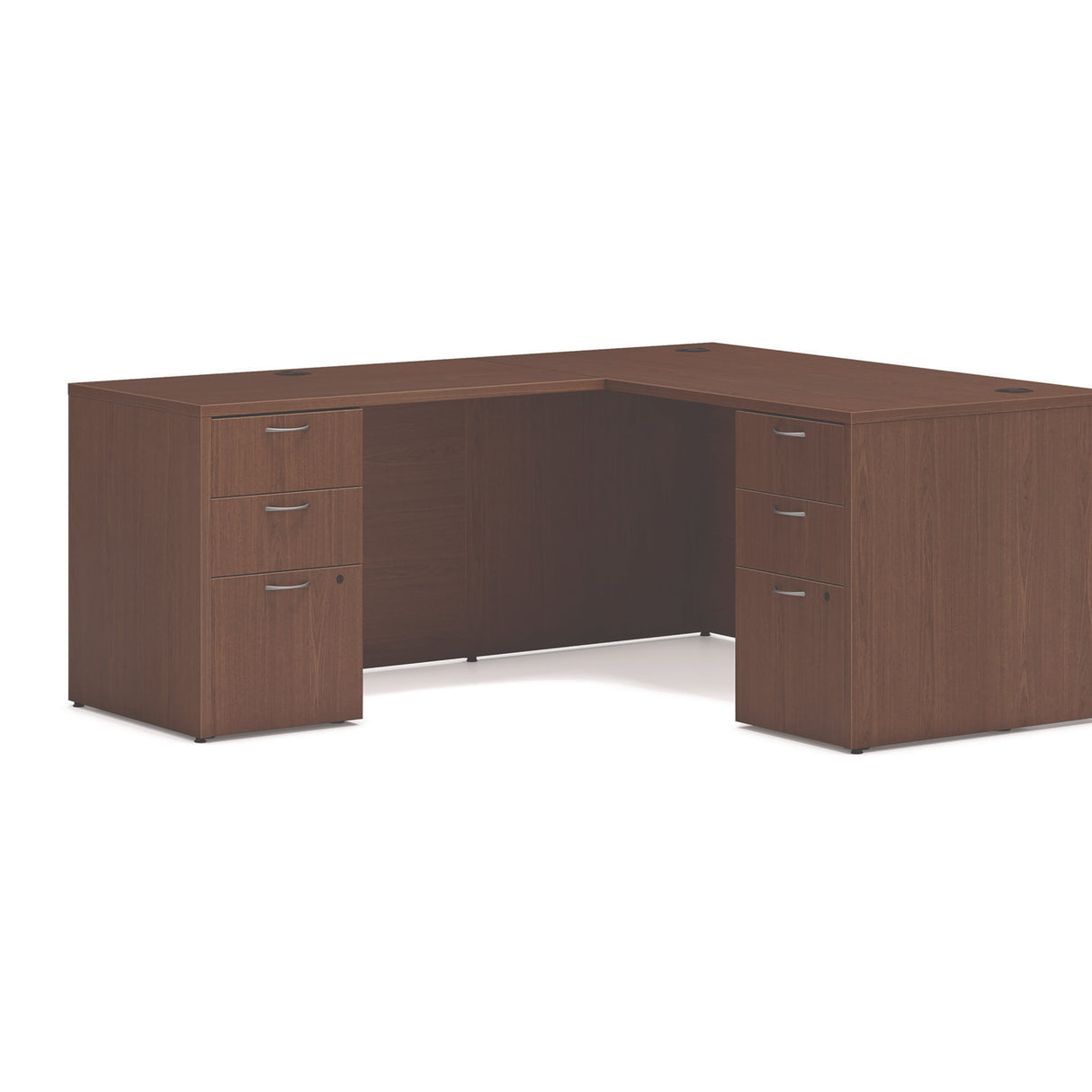 HON Mod L-Station Double Pedestal Desk Bundle, 60" x 72" x 29", Sepia Walnut (L6072L2BBFSE)
