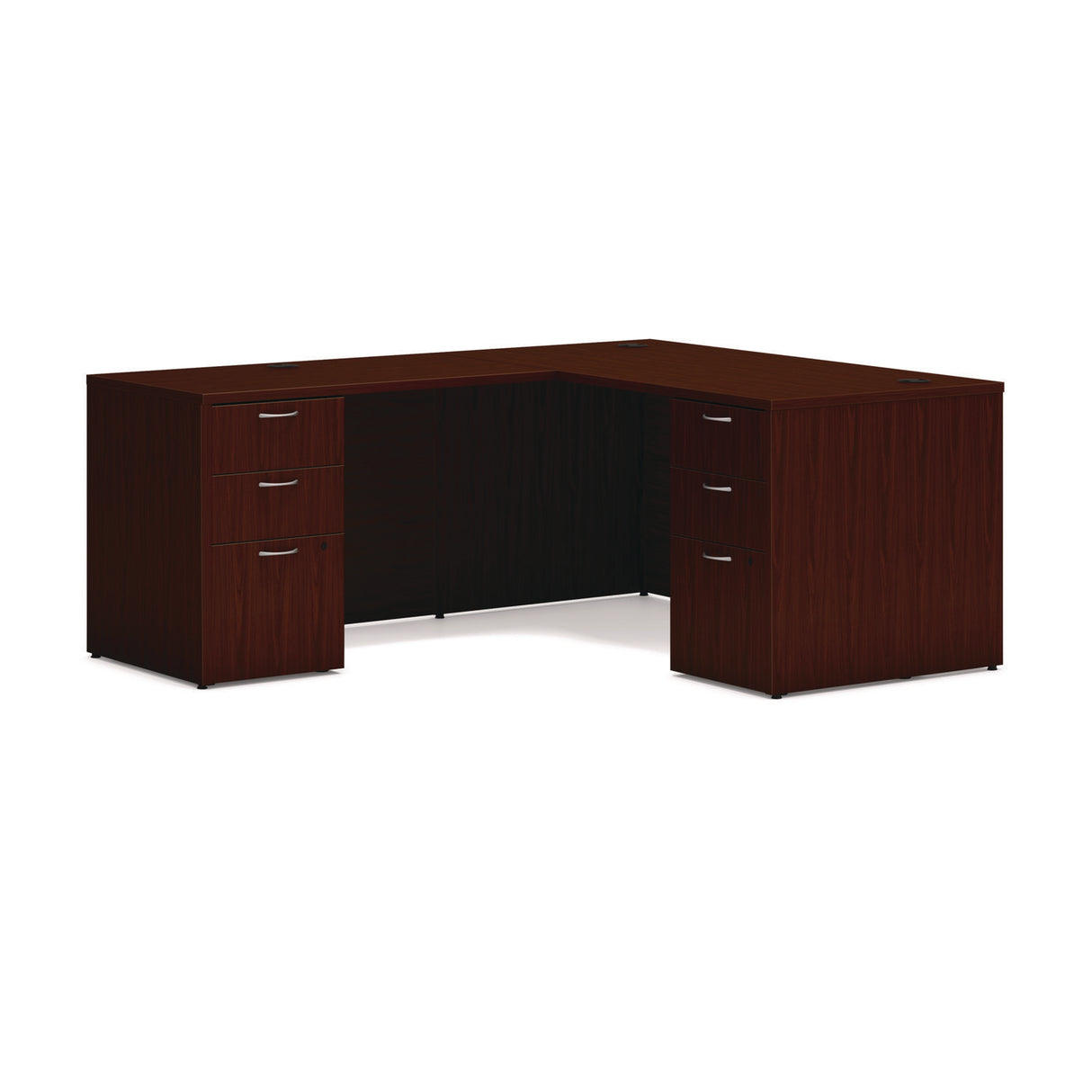 HON Mod L-Station Double Pedestal Desk Bundle, 60" x 72" x 29", Traditional Mahogany (MOD188)