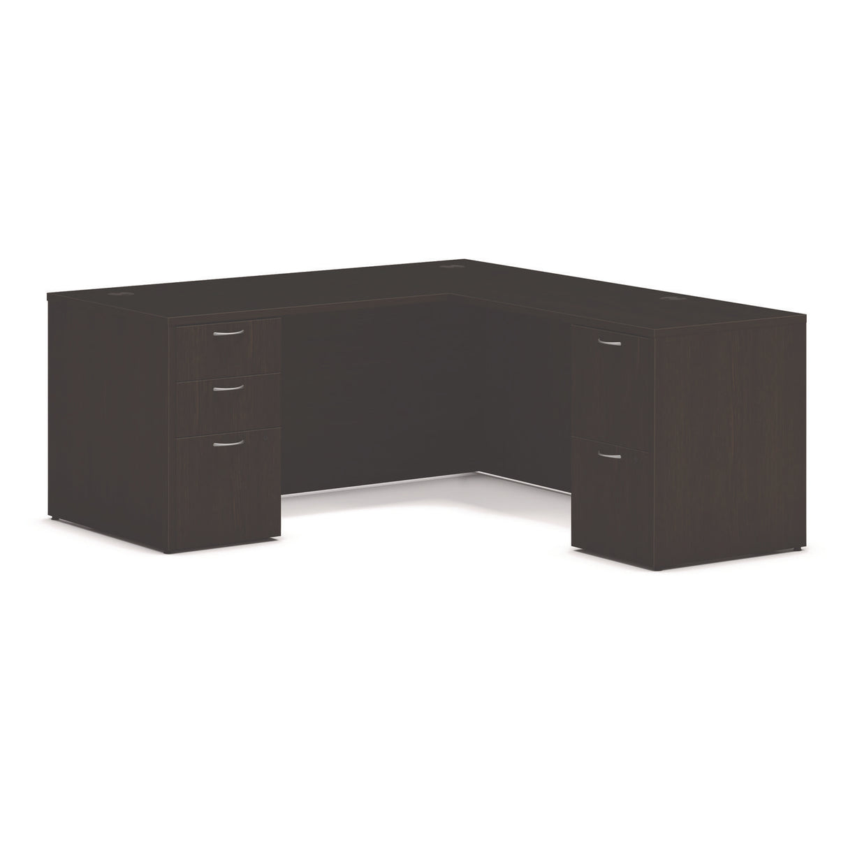 HON Mod L-Station Double Pedestal Desk Bundle, 66" x 72" x 29", Java Oak (MOD076)