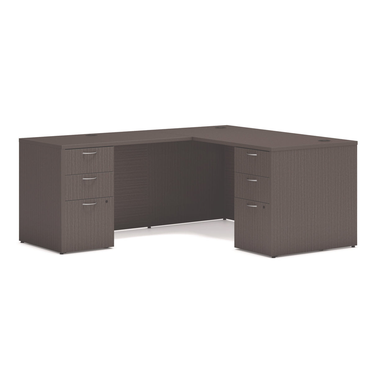 HON Mod L-Station Double Pedestal Desk Bundle, 60" x 72" x 29", Slate Teak (MOD187)