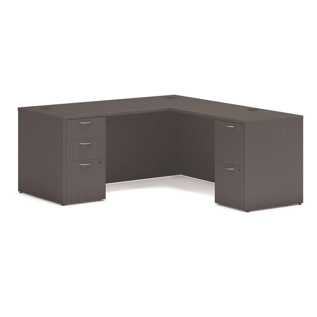 HON Mod L-Station Double Pedestal Desk Bundle, 66" x 72" x 29", Slate Teak (MOD072)