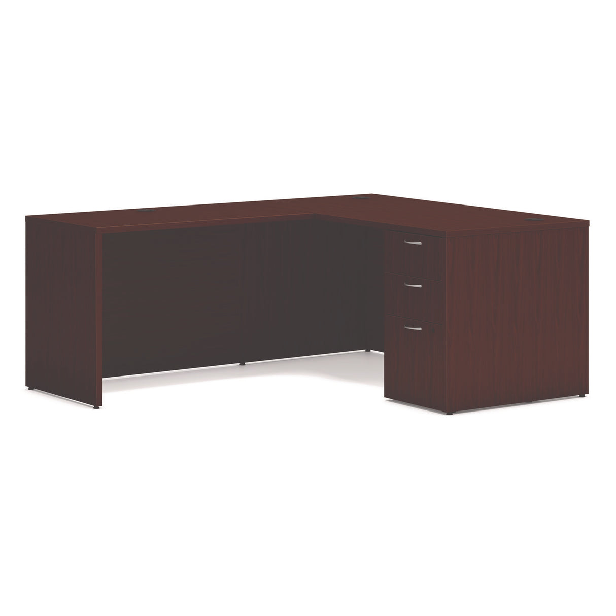 HON Mod L-Station Single Pedestal Desk Bundle, 60" x 72" x 29", Mahogany (MOD193)