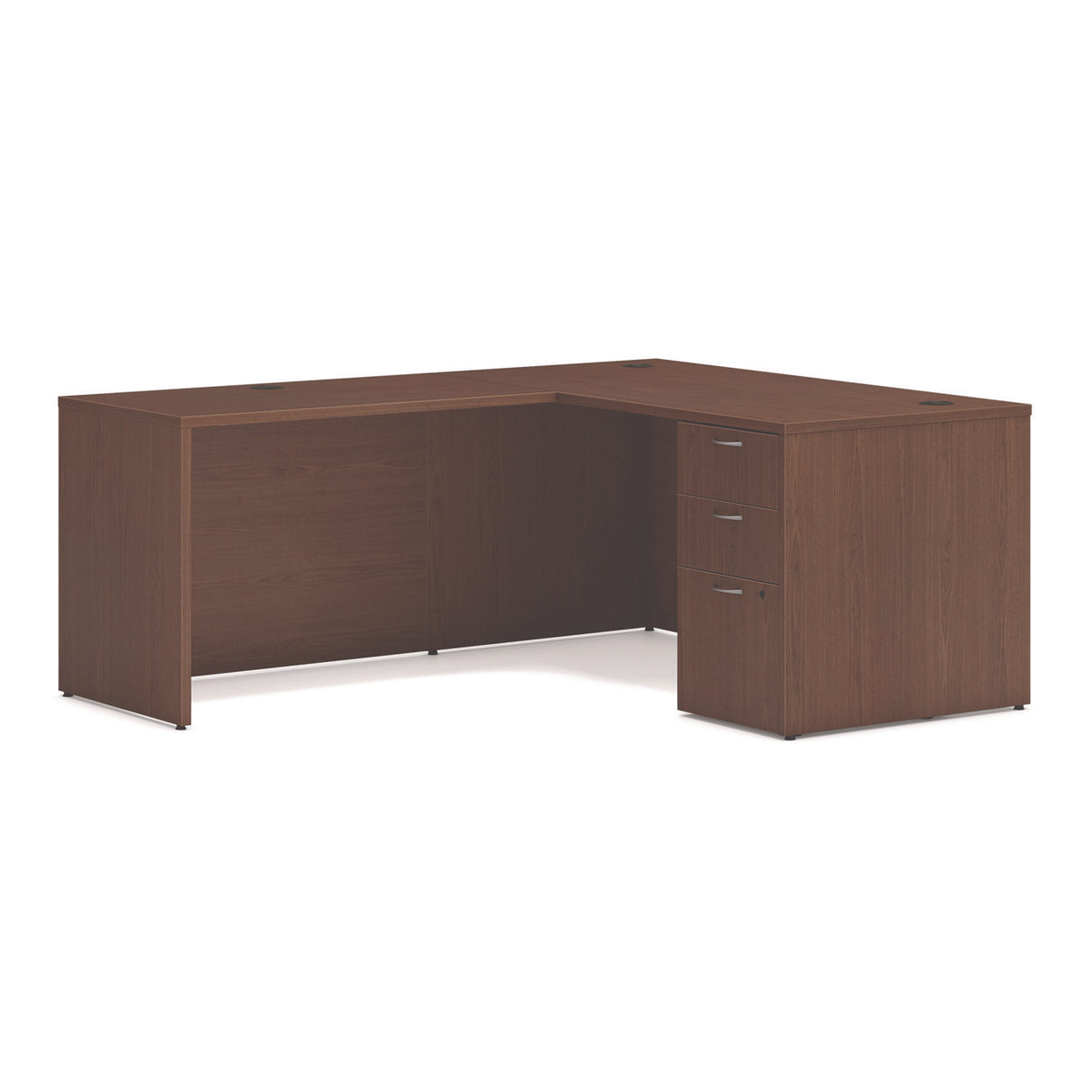 HON Mod L-Station Single Pedestal Desk Bundle, 60" x 72" x 29", Sepia Walnut (L6072L1BBFSE)