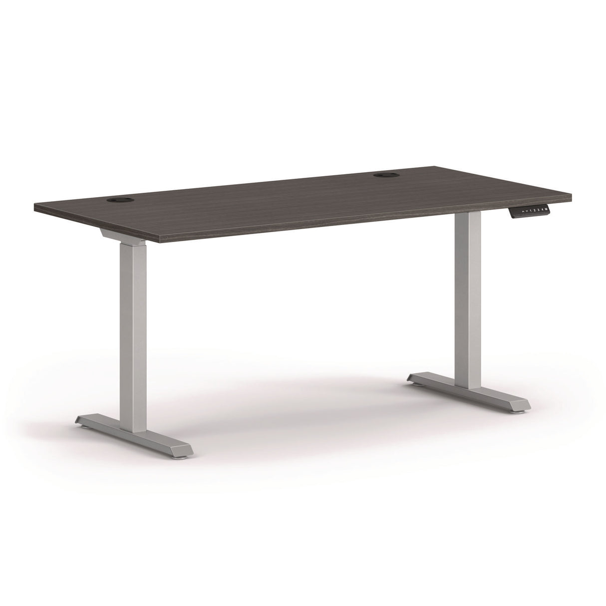HON Mod Height Adjustable Desk Bundle, 60" x 30" x 27.5" to 46.75", Slate Teak/Silver (MOD052)