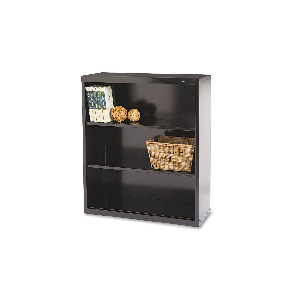 Tennsco Metal Bookcase, Three-Shelf, 34.5w x 13.5d x 40h, Black (B42BK)
