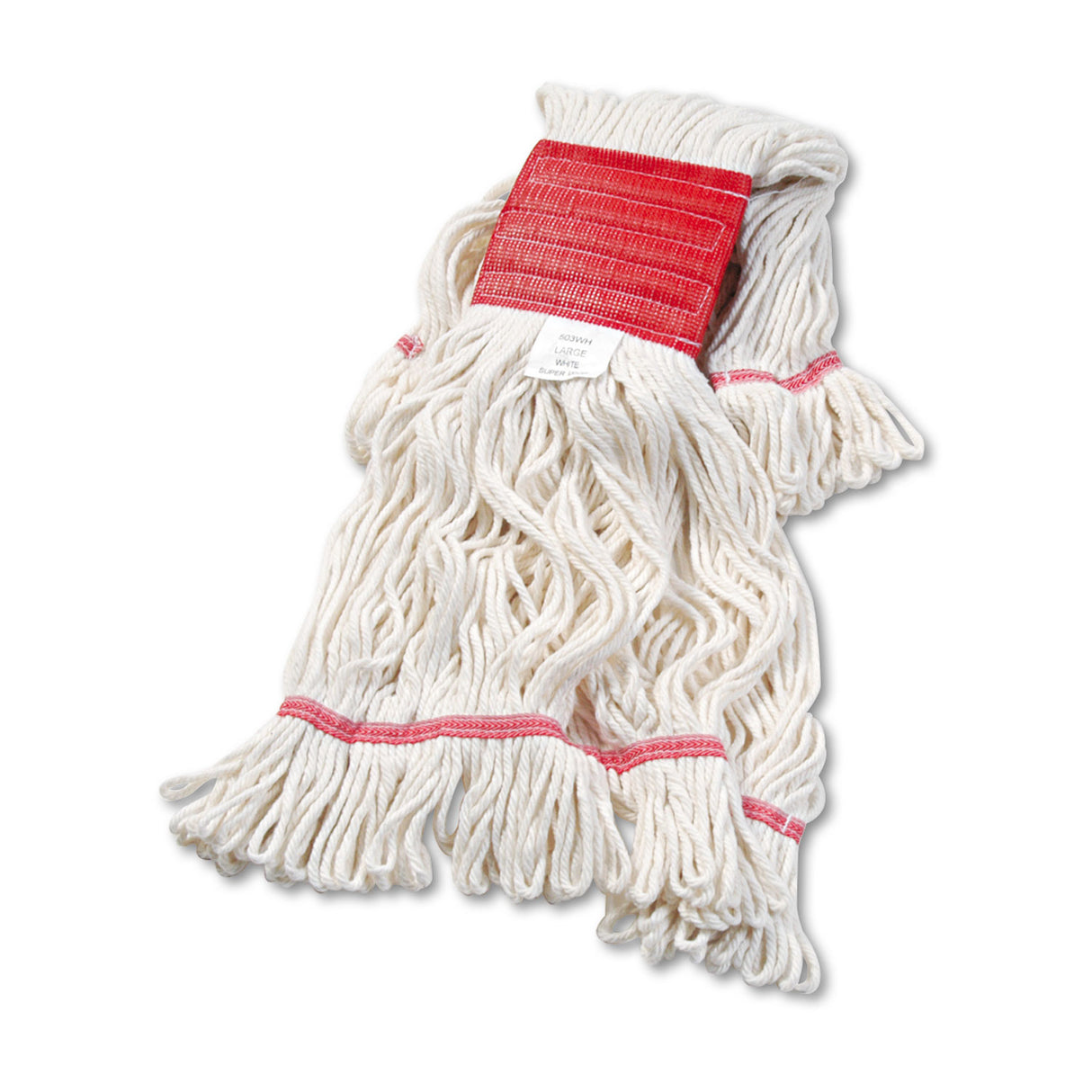 Boardwalk Super Loop Wet Mop Head, Cotton/Synthetic Fiber, 5" Headband, Large Size, White, 12/Carton (BWK503WHCT)