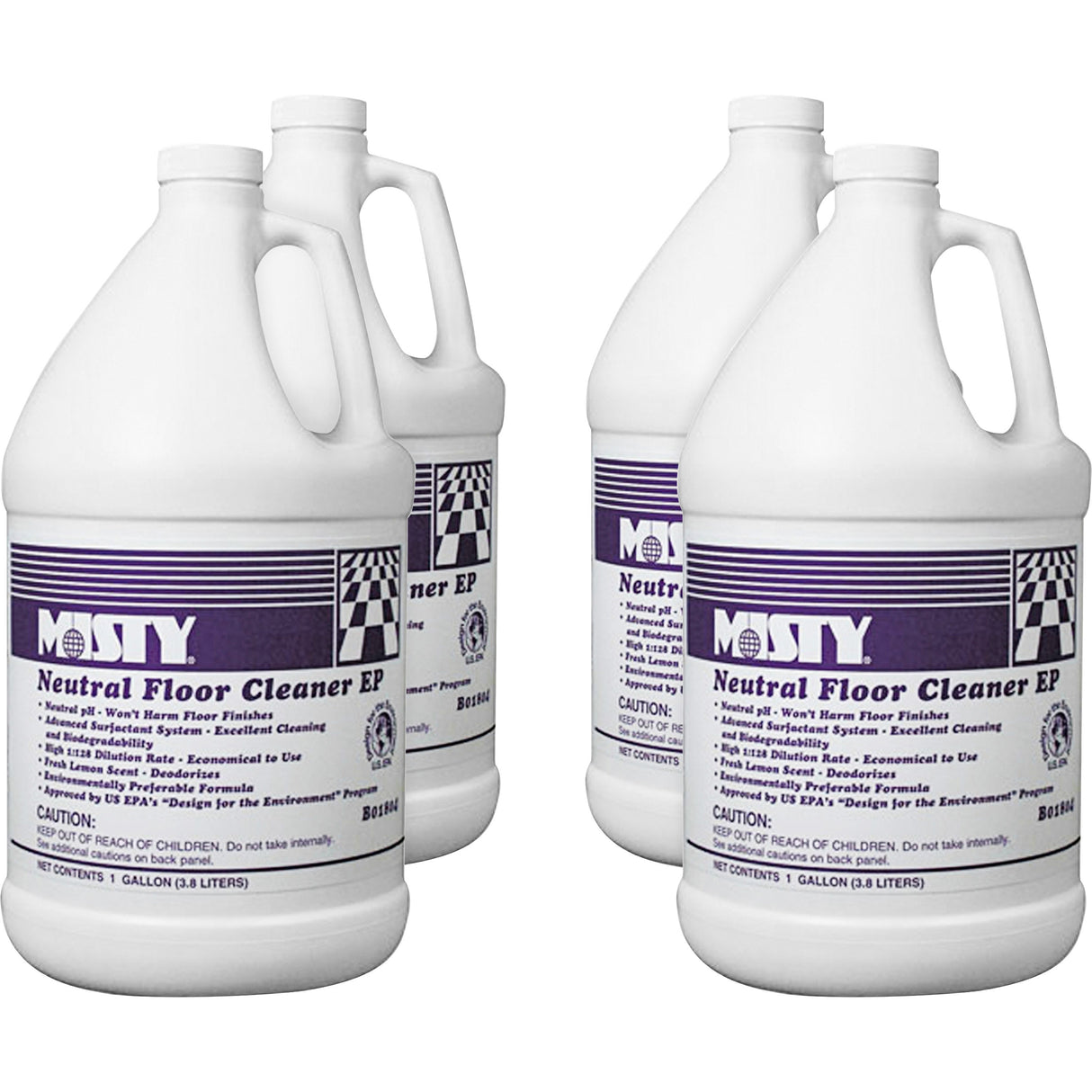 Misty Neutral Floor Cleaner EP, Lemon, 1 gal Bottle, 4/Carton (1033704)