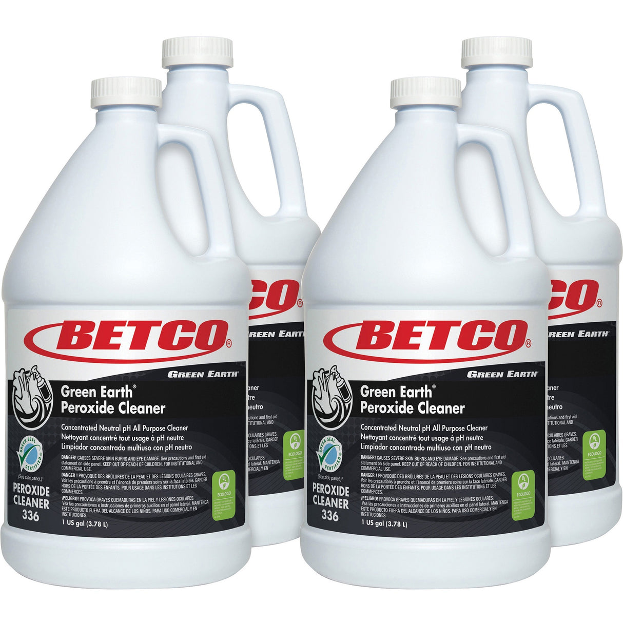 Betco Green Earth Peroxide Cleaner, Fresh Mint Scent, 1 gal Bottle, 4/Carton (3360400)