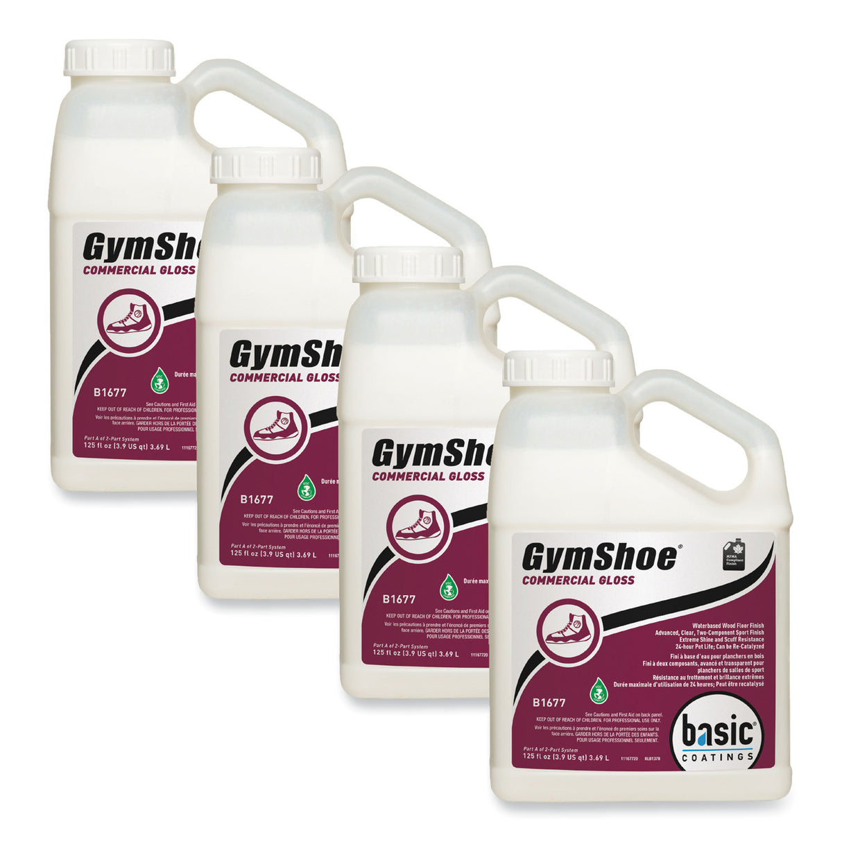 Betco GymShoe Gloss Sport Finish, Mild Scent, 1 gal Bottle, 4/Carton (B16774312)