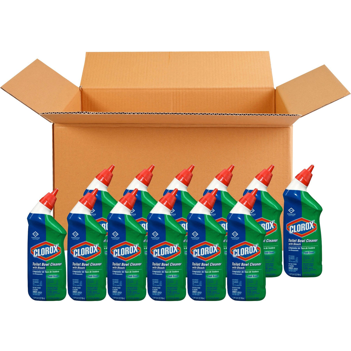 Clorox Toilet Bowl Cleaner with Bleach, Fresh Scent, 24 oz Bottle, 12/Carton (00031CT)