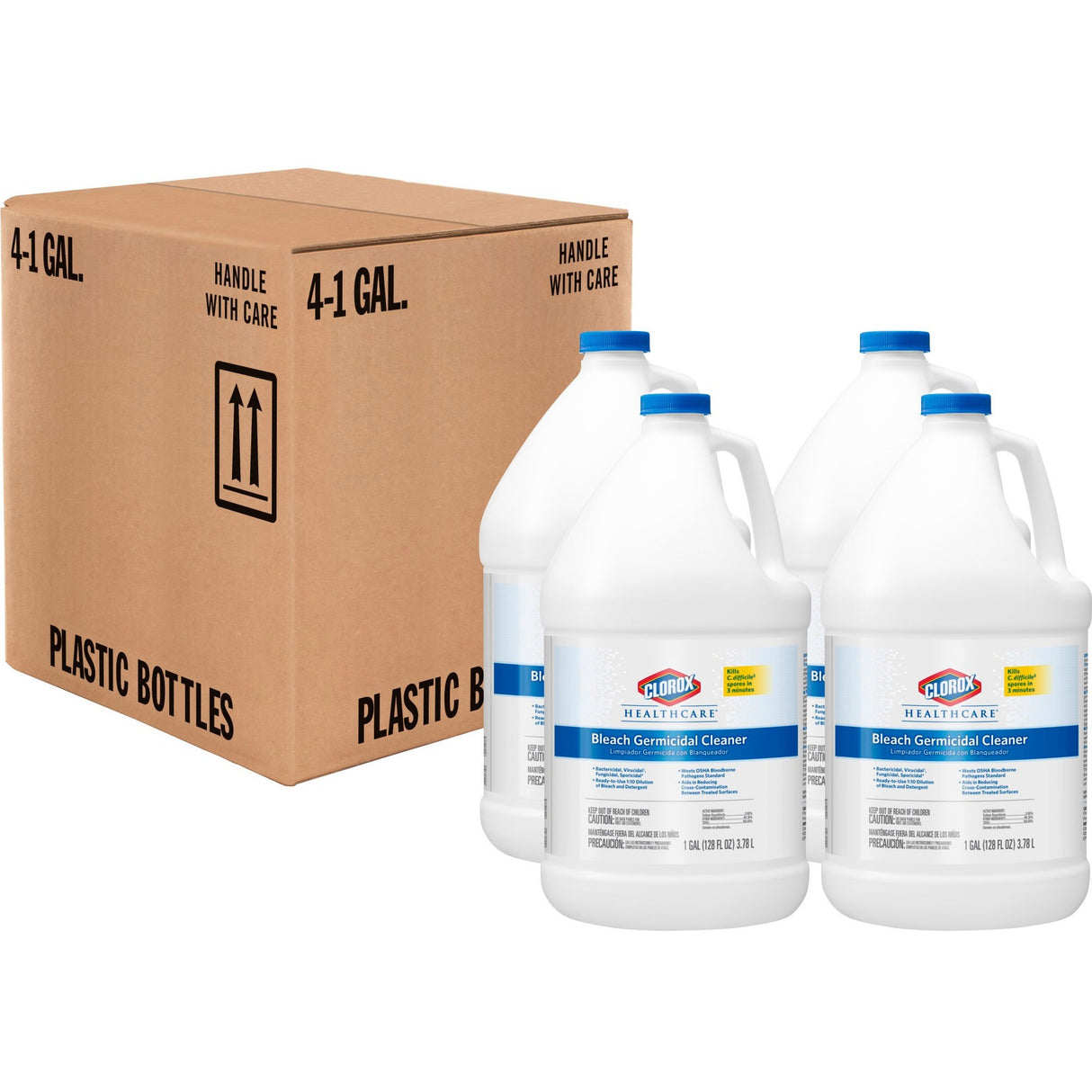 Clorox Healthcare Bleach Germicidal Cleaner, 128 oz Refill Bottle, 4/Carton (68978)