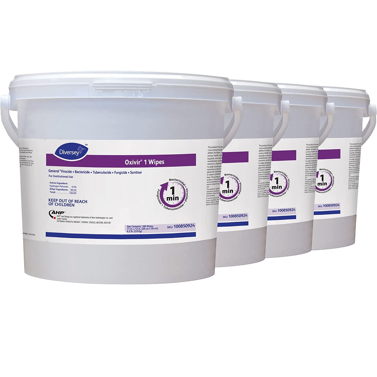 Diversey Oxivir 1 Wipes, 1-Ply, 11 x 12, 160/Canister, 4 Canisters/Carton (100850924)