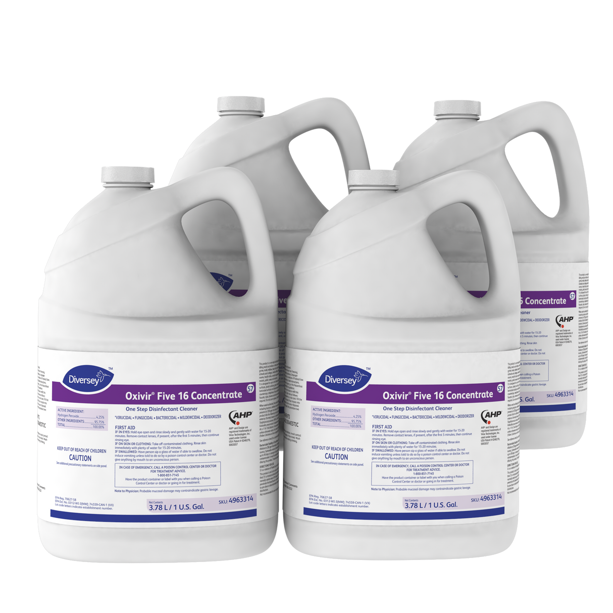 Oxivir Five 16 One-Step Disinfectant Cleaner, 1 gal Bottle, 4/Carton (4963314)