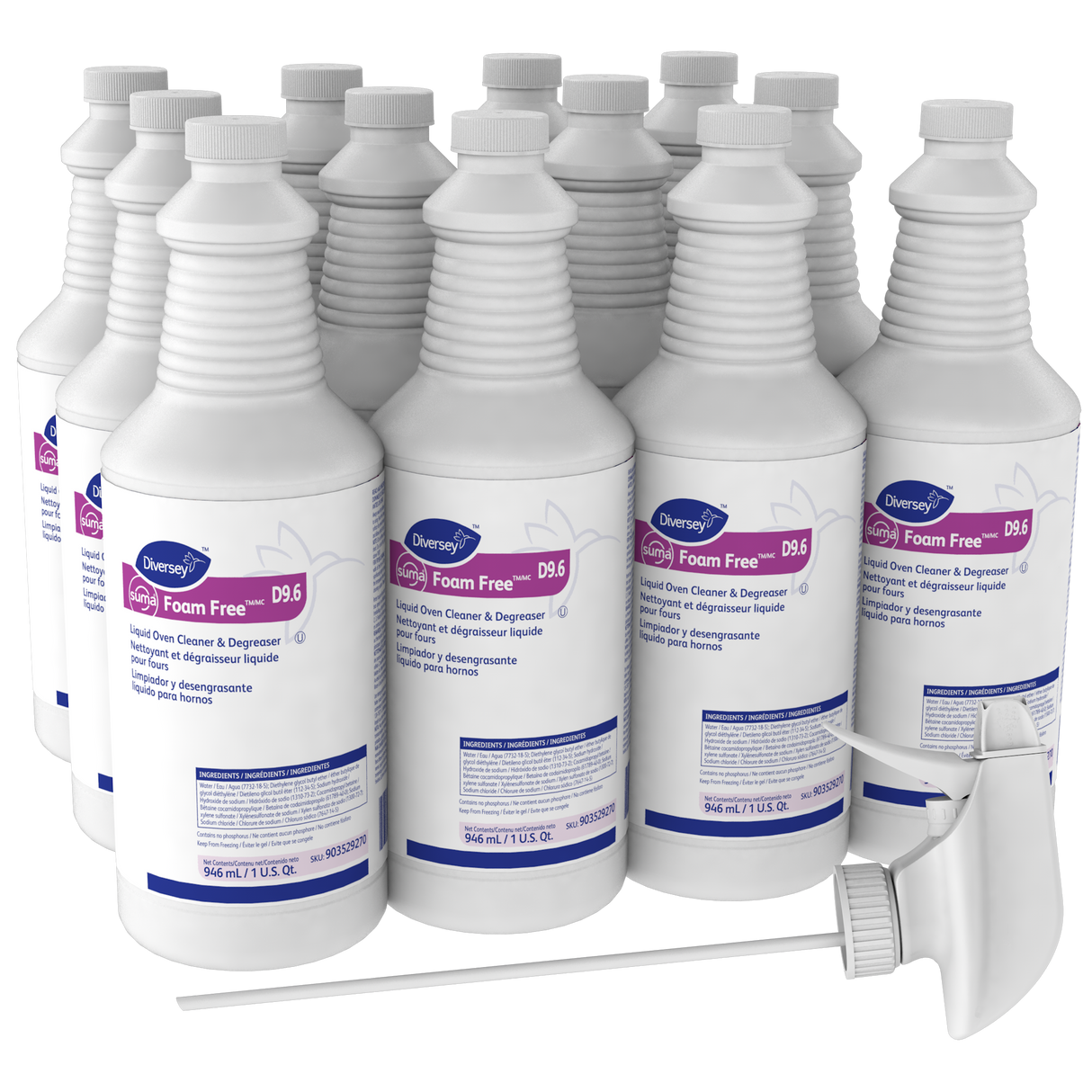 Suma Foam Free D9.6 Liquid Oven Cleaner and Degreaser, 32 oz Bottle, 12/Carton