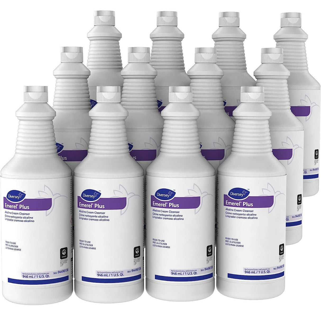 Diversey Emerel Plus Cream Cleanser, Odorless, 32 oz Squeeze Bottle, 12/Carton (94496138)