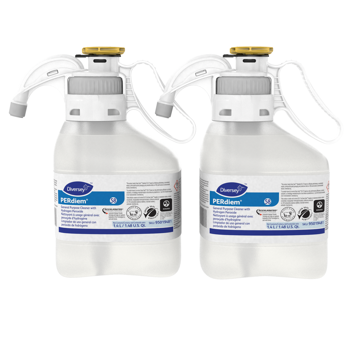 Diversey PERdiem Concentrated General Cleaner with Hydrogen Peroxide, 47.34 oz, Bottle, 2/Carton (95019481)