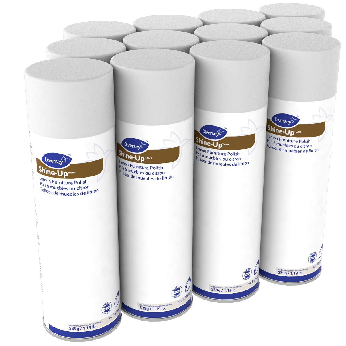 Diversey Shine-Up Furniture Cleaner, Lemon Scent, 13.8 oz Aerosol Spray, 12/Carton (95765571)
