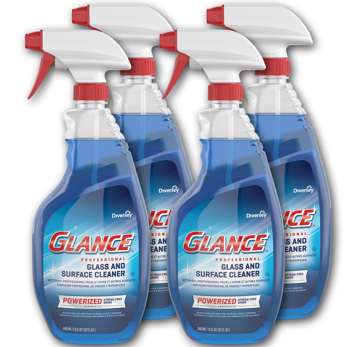 Diversey Glance Powerized Glass and Surface Cleaner, Liquid, 32 oz, 4/Carton (CBD540298)